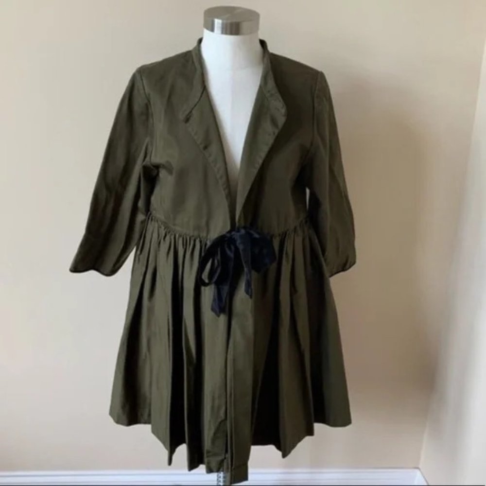 Sylvia Heisel ribbon tie front twill swing fit and flare jacket